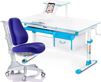 Комплект растущая парта Mealux EVO-40 и кресло Mealux Match (Y-528) Голубой/Синий