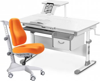 Комплект растущая парта Mealux EVO-40 и кресло Mealux Match (Y-528) Серый/Оранжевый