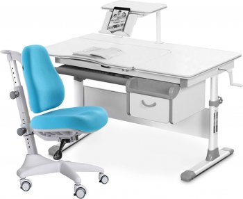 Комплект растущая парта Mealux EVO-40 и кресло Mealux Match (Y-528) Серый/Голубой