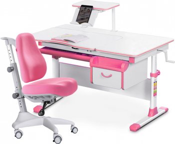 Комплект растущая парта Mealux EVO-40 и кресло Mealux Match (Y-528) Розовый