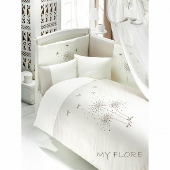 Комплект для кроватки Bebe Luvicci &quot;MY FLORE&quot; 6 предметов Кремовый
