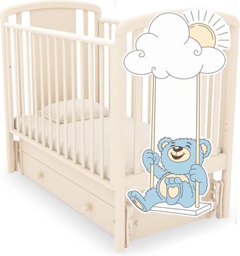 Детская кроватка Gandylyan Жаклин Мишка на качелях с универсальным маятником (К-2002-30м) Слоновая кость (синий)