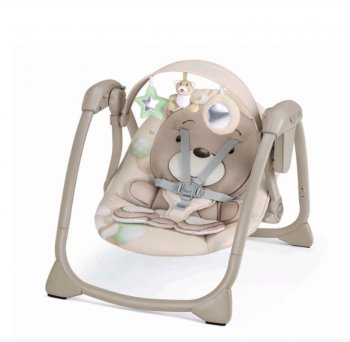 Детский шезлонг-качалка Cam Midi 261 бежевый с медвежонком