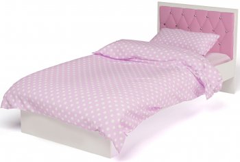 Детская кровать ABC King Фея с кожаным изголовьем и стразами Swarovski Розовая 160x90