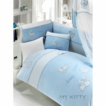 Комплект для кроватки Bebe Luvicci &quot;MY KITTY&quot; 6 предметов Голубой