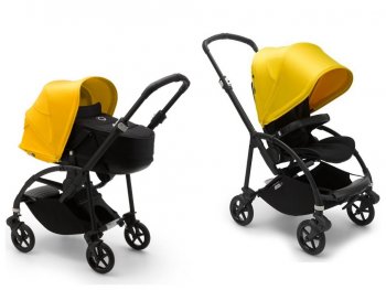Детская коляска 2 в 1 Bugaboo Bee 6 шасси Black Black/Black/Lemon yellow