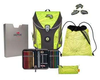 Школьный ранец DerDieDas ErgoFlex Max Superflash Buttons &quot;Неоновый полет&quot;