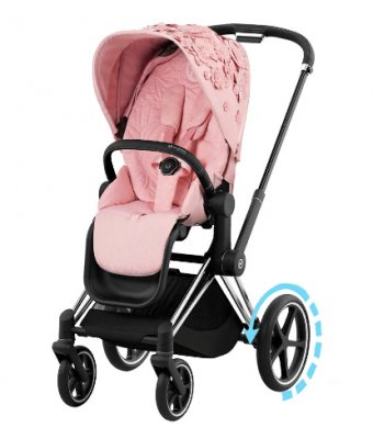 Прогулочная коляска Cybex Priam и e-Priam IV FE Simply Flowers Pale Blush (шасси на выбор) шасси e-Priam Chrome Black