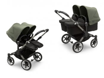 Детская коляска 2 в 1 для двойни и погодок Bugaboo Donkey5 Twin шасси Graphite Graphite/Midnight Back/Forest Green