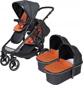Детская коляска для погодок 2в1 Phil and Teds Voyager (с двумя блоками для новорожденного) New 2019 Rust Orange 