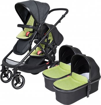 Детская коляска для погодок 2в1 Phil and Teds Voyager (с двумя блоками для новорожденного) New 2019 Apple Green 