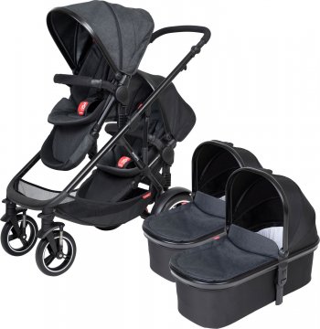 Детская коляска для погодок 2в1 Phil and Teds Voyager (с двумя блоками для новорожденного) New 2019 Black