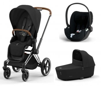 Коляска 3 в 1 Cybex Priam и e-Priam IV Sepia Black (шасси на выбор) шасси Chrome Brown