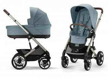 Коляска 2 в 1 Cybex Talos S Lux на шасси Taupe Stormy Blue