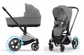 Коляска 2 в 1 Cybex Priam и e-Priam IV Mirage Grey (шасси на выбор) шасси e-Priam Chrome Black