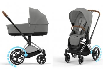 Коляска 2 в 1 Cybex Priam и e-Priam IV Mirage Grey (шасси на выбор) шасси e-Priam Chrome Brown