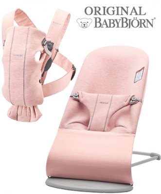 Детский шезлонг BabyBjorn Bliss 3D Jersey и рюкзак-кенгуру BabyBjorn Mini 3D Jersey 0210.77 + 0061.77/Light Pink