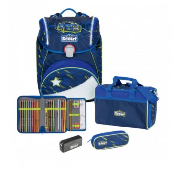 Школьный рюкзак Scout Alpha Exklusiv Safety Light Полицейский разворот