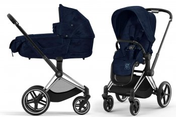 Коляска 2 в 1 Cybex PRIAM IV FE Rebellious Luxury Denim Blue шасси Chrome Black