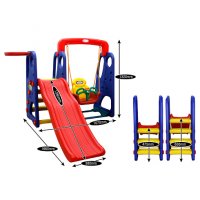 Игровой детский комплекс Happy Box с горкой, качелями, муз. панелью и баскетбольным кольцом (JM-701W) 2