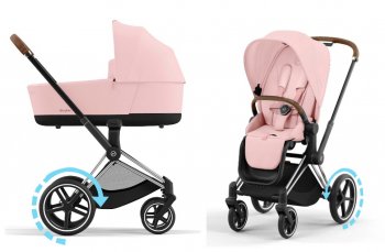 Коляска 2 в 1 Cybex Priam и e-Priam IV Peach Pink (шасси на выбор) шасси e-Priam Chrome Brown 