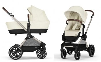 Коляска 2 в 1 Cybex Eos Lux на шасси Taupe Seashell Beige