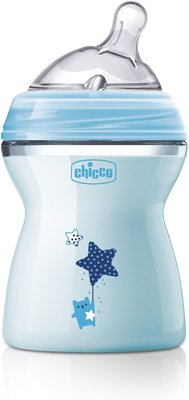 Бутылочка Chicco Natural Feeling сил. соска с наклоном, средний поток, PP, 2+, 250 мл 310205204/310205208/310205209 Голубой