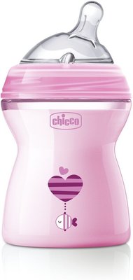 Бутылочка Chicco Natural Feeling сил. соска с наклоном, средний поток, PP, 2+, 250 мл 310205204/310205208/310205209 Розовый