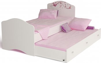 Детская кровать ABC King Фея с рисунком и со стразами Ящик под кровать 160х90