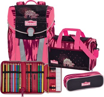 Школьный рюкзак Scout Sunny Розовый Динозавр с наполнением 4 предмета Розовый Динозавр