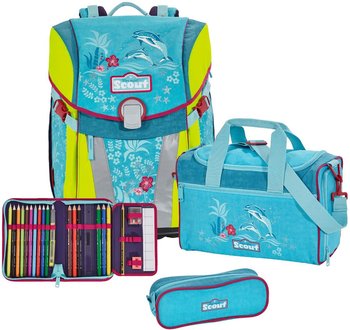 Школьный рюкзак Scout Sunny Счастливые дельфины с наполнением 4 предмета Счастливые дельфины
