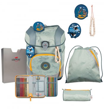 Школьный ранец DerDieDas ErgoFlex Tiny ECO Buttons &quot;Серая планета&quot; 