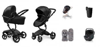 Коляска 3 в 1 Mima Xari 4G Black (Starter Pack и шасси на выбор)