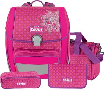 Школьный рюкзак Scout Genius Цветочные мотивы (Винтажные бабочки) с наполнением 4 предмета Цветочные мотивы (Винтажные бабочки)