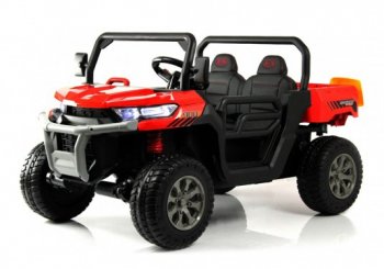Детский электромобиль Rivertoys H005HH 4WD с дистанционным управлением. Двухместный. красный