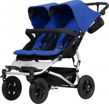 Детская прогулочная коляска для двойни и погодков Mountain Buggy Duet 3.0 (Маунтин Багги Дуэт) marine (черный с синим)