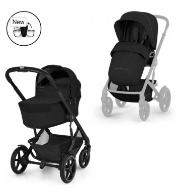 Коляска 2 в 1 Cybex Talos S Lux и Fold Carrycot Moon Black (Black Frame)