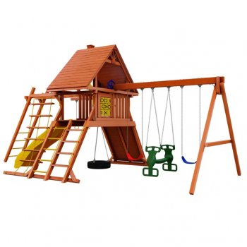 Детская игровая площадка New Sunrise SUNRISESTAR с деревянной крышей + рукоход