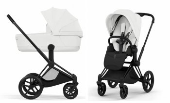 Коляска 2 в 1 Cybex Priam V Off White шасси Matt Black