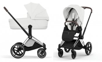 Коляска 2 в 1 Cybex Priam V Off White шасси Chrome Brown