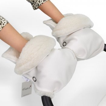 Муфта-рукавички для коляски Esspero Margareta (100% овечья шерсть) White