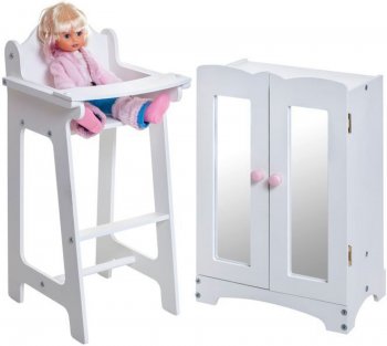Набор кукольной мебели Paremo (шкаф+стул) PFD116-16/PFD116-17 Белый