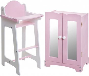 Набор кукольной мебели Paremo (шкаф+стул) PFD116-16/PFD116-17 Розовый