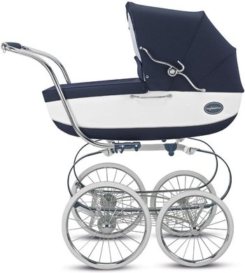 Детская коляска для новорожденных Inglesina Classica (Инглезина Классика) JACQUARD BIANCO BLUE