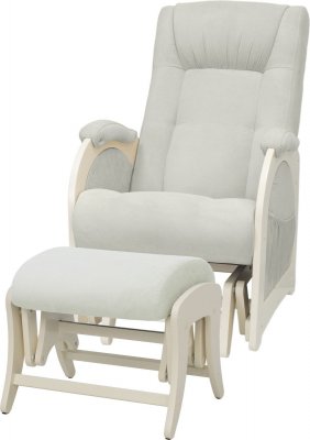 Кресло для кормления и укачивания Milli Joy в комплекте с пуфом Дуб шампань, ткань Verona Light Grey