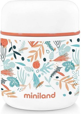 Термос Miniland Mditeranean MINI для еды с сумкой белый, 280 мл При покупке с продукцией Miniland