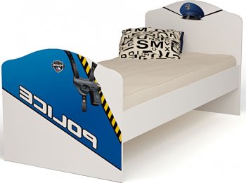 Детская кровать ABC King Police с высоким изножьем
