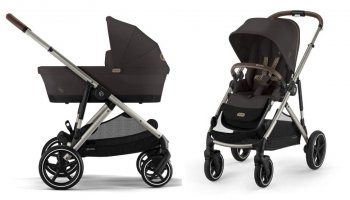Коляска 2 в 1 Cybex e-Gazelle S и Gazelle S (прог. блок, люлька) Chocolate Brown / Taupe Frame
