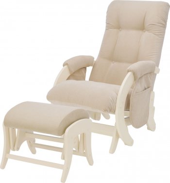 Кресло для кормления и укачивания Milli Smile в комплекте с пуфом (Каркас Дуб шампань) Дуб шампань, ткань Verona Vanilla