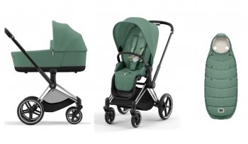 Коляска 2 в 1 Cybex Priam IV Leaf Green (шасси на выбор) шасси Chrome Black 